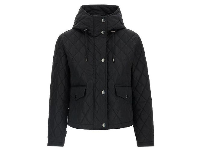 Burberry Jaqueta cropped de nylon acolchoado com capuz QUILTING Preto - vista 4