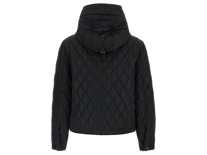 Burberry Jaqueta cropped de nylon acolchoado com capuz QUILTING Preto - vista 5