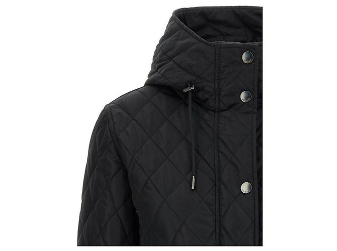 Burberry Jaqueta cropped de nylon acolchoado com capuz QUILTING Preto - vista 6