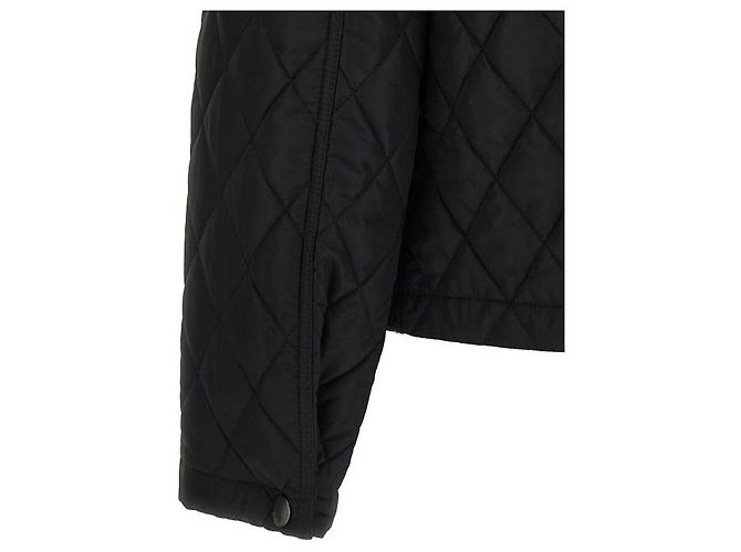 Burberry Jaqueta cropped de nylon acolchoado com capuz QUILTING Preto - vista 7