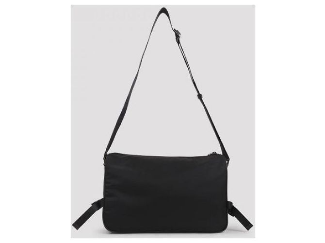 Prada Grande borsa a spalla in Re-Nylon e pelle Saffiano Nero - vista 6
