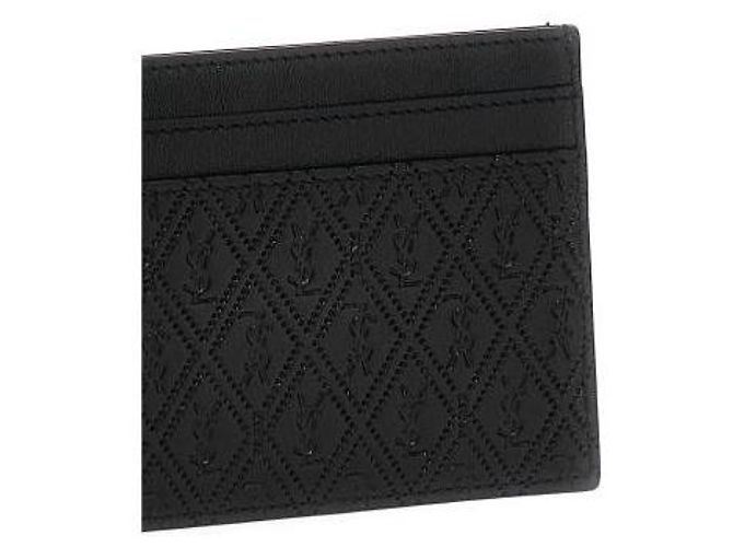 Saint Laurent Pineapple Print Monogram Card Holder Black - view 6