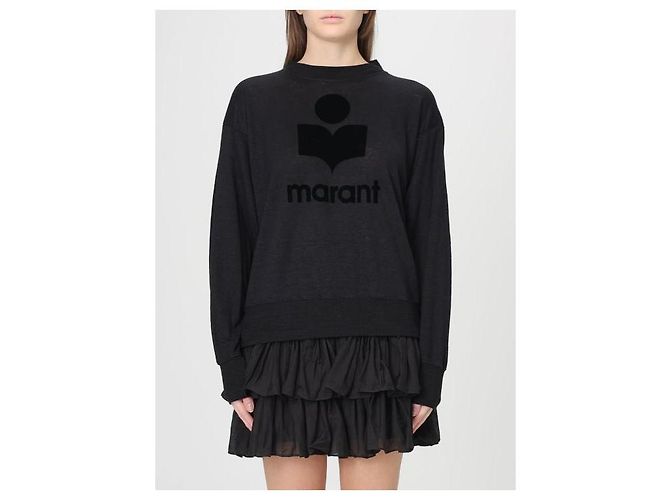 Isabel Marant Leinen Langarm-T-Shirt Schwarz - Ansicht 4