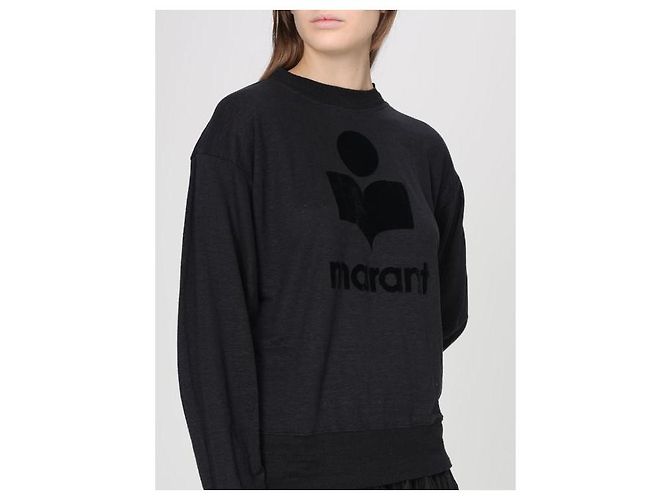 Isabel Marant Leinen Langarm-T-Shirt Schwarz - Ansicht 6