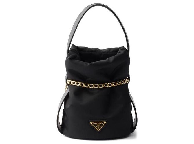 Prada Piccola Borsa Nera Mini in Pelle Nappa e Nylon Nero - vista 4