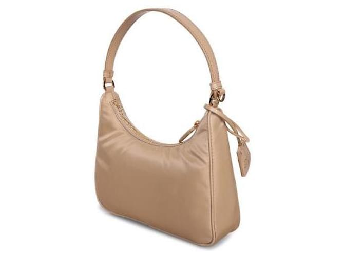 Prada Borsa Mini in Nylon Rieditata Marrone - vista 5