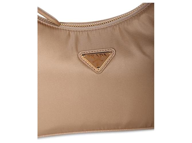 Prada Borsa Mini in Nylon Rieditata Marrone - vista 6
