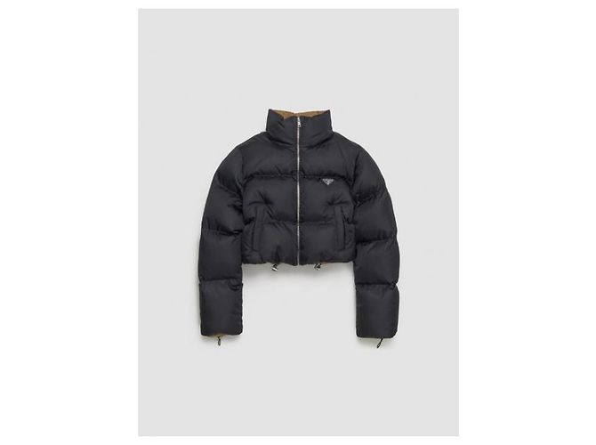 Prada Jaqueta de nylon acolchoada cropped Preto - vista 5