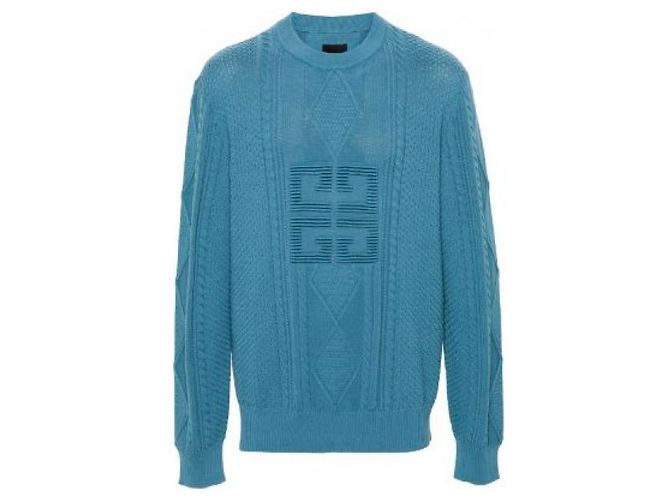 Givenchy Cotton Cable Sweater Blue - view 4