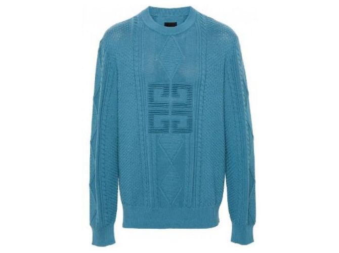Givenchy Cotton Cable Sweater Blue - view 5