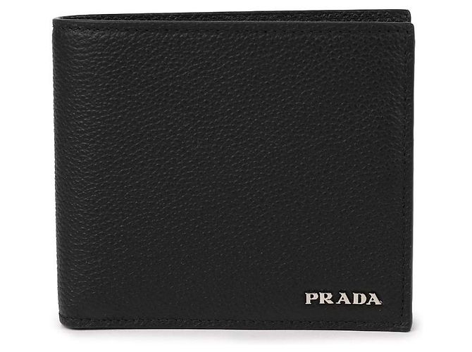 Prada Carteira bi-fold em micro grão Viterbo com logo prateado - vista 3