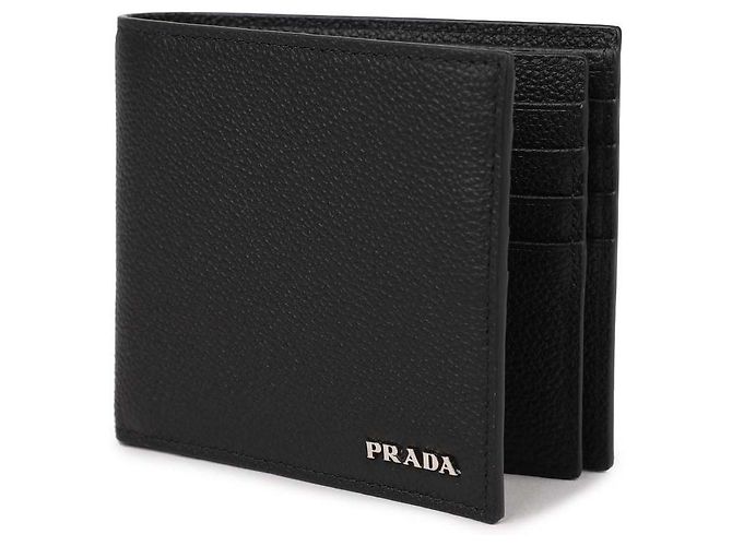 Prada Carteira bi-fold em micro grão Viterbo com logo prateado - vista 4