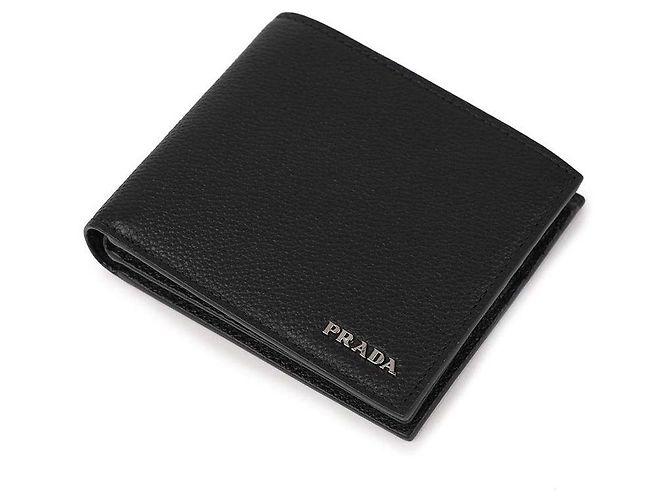 Prada Carteira bi-fold em micro grão Viterbo com logo prateado - vista 6