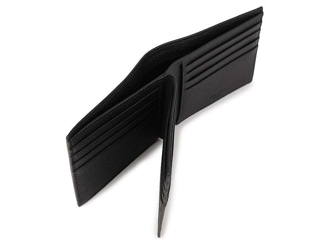 Prada Carteira bi-fold em micro grão Viterbo com logo prateado - vista 9