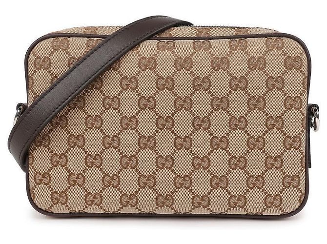Gucci Borsa a tracolla piccola GG in tela Marrone - vista 3