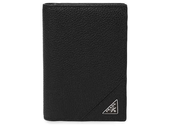 Prada Triangle Logo Vitello Micro Grain Card Holder - view 3