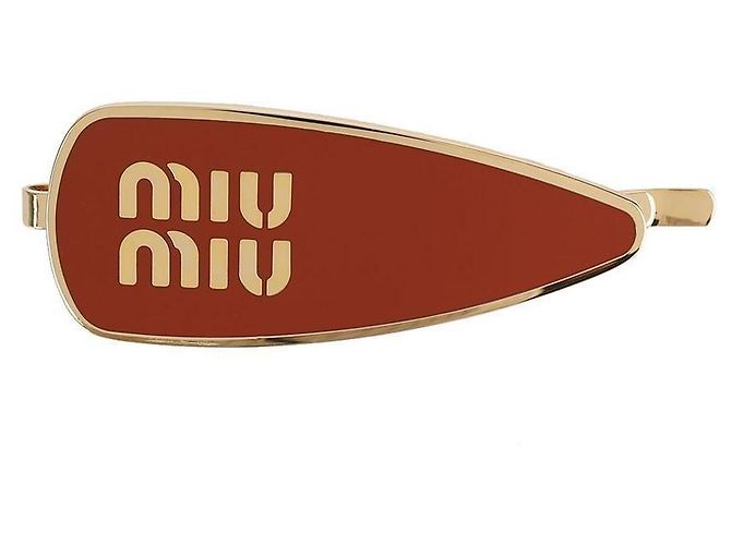 Miu Miu Emaille Metall Haarklammer Braun - Ansicht 3