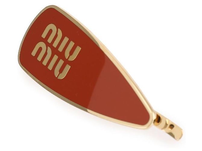 Miu Miu Emaille Metall Haarklammer Braun - Ansicht 4