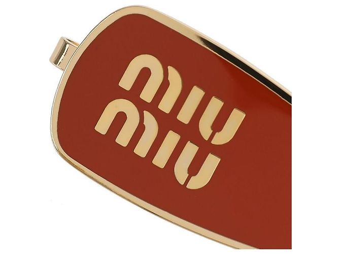 Miu Miu Emaille Metall Haarklammer Braun - Ansicht 7