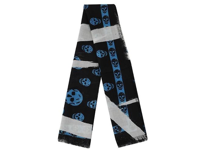 Alexander Mcqueen Cachecol Skull Azul - vista 4