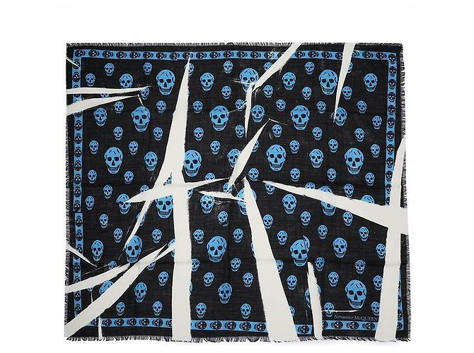 Alexander Mcqueen Cachecol Skull Azul - vista 5
