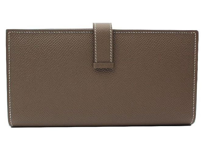 Hermès Cartera larga de cuero Veau Etope (estampada) Castaño - vista 2