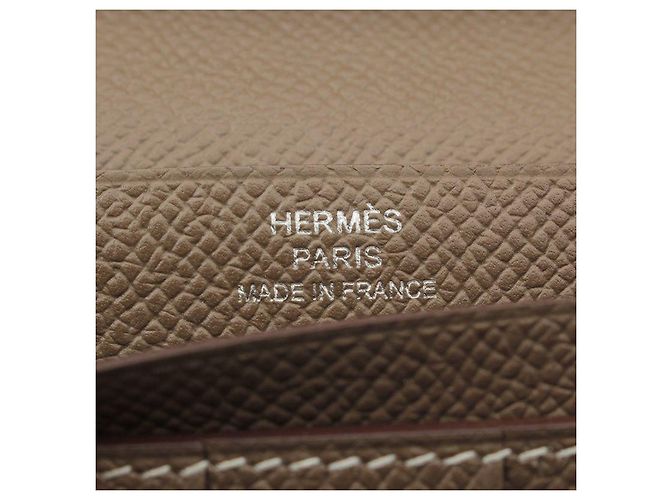 Hermès Cartera larga de cuero Veau Etope (estampada) Castaño - vista 5