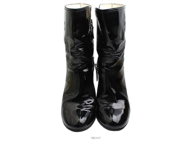 Chanel Botas midi de charol negro - vista 2
