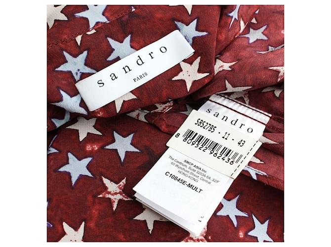 Sandro Camisa de seda burdeos con estampado de estrellas Roja - vista 3
