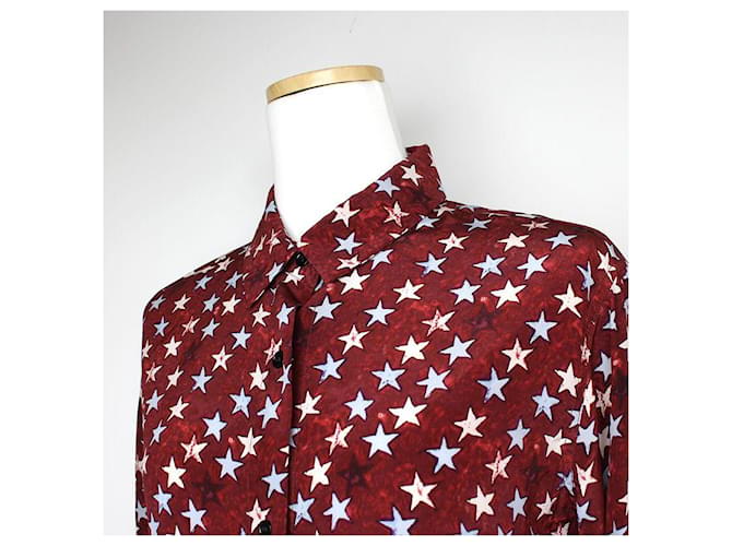 Sandro Camisa de seda burdeos con estampado de estrellas Roja - vista 4