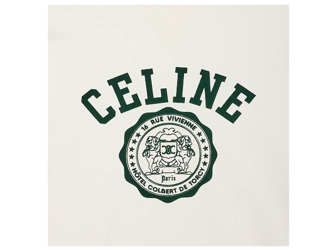 Céline Fleece Loose Blazon Sweatshirt Gewaschen Weiß Moosgrün - Ansicht 3