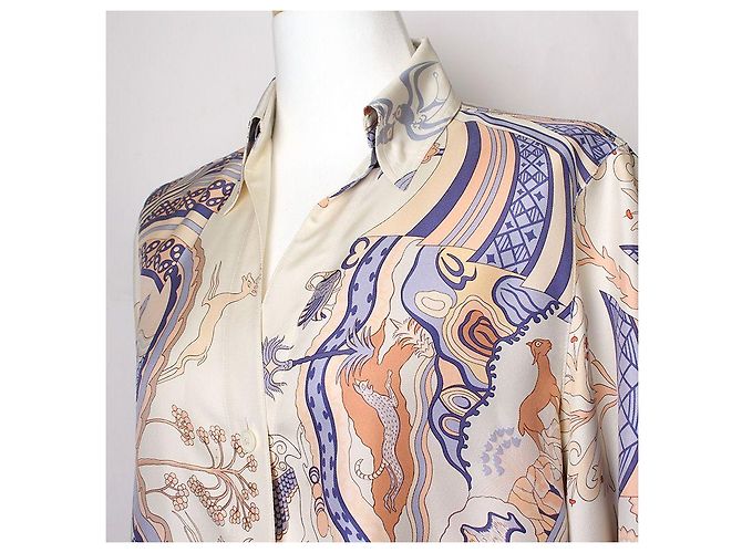 Hermès Seidenbluse mit Print Mehrfarben - Ansicht 4