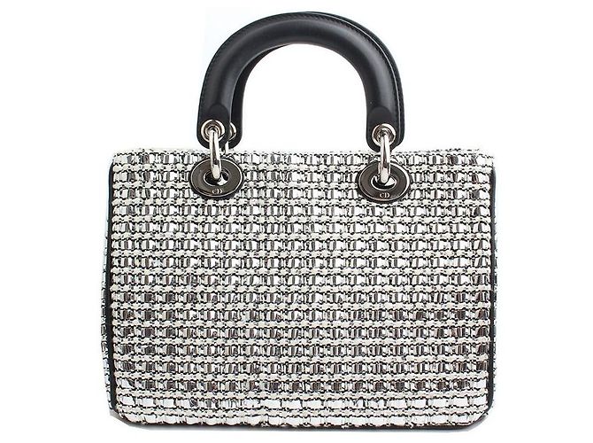 Borsa Tote e a Spalla Lady Dior Edizione Limitata in Tweed Metallico Multicolore - vista 3