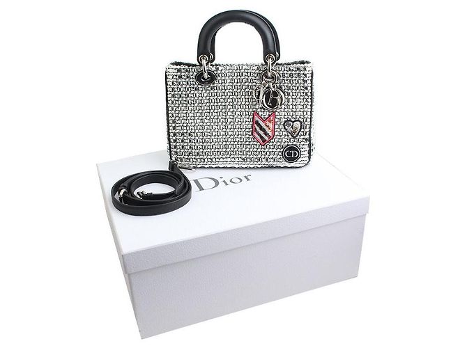 Borsa Tote e a Spalla Lady Dior Edizione Limitata in Tweed Metallico Multicolore - vista 8