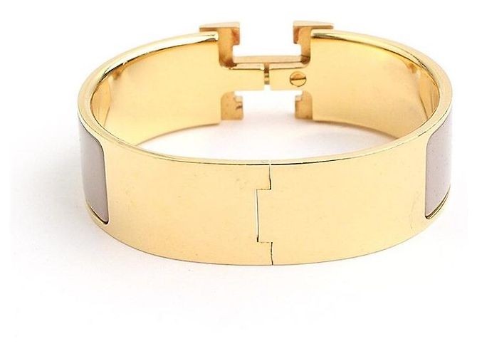 Hermès Bracciale Taupe in Oro Click-Clack Multicolore - vista 2