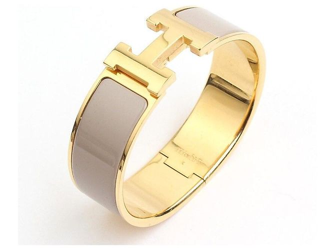 Hermès Bracciale Taupe in Oro Click-Clack Multicolore - vista 3