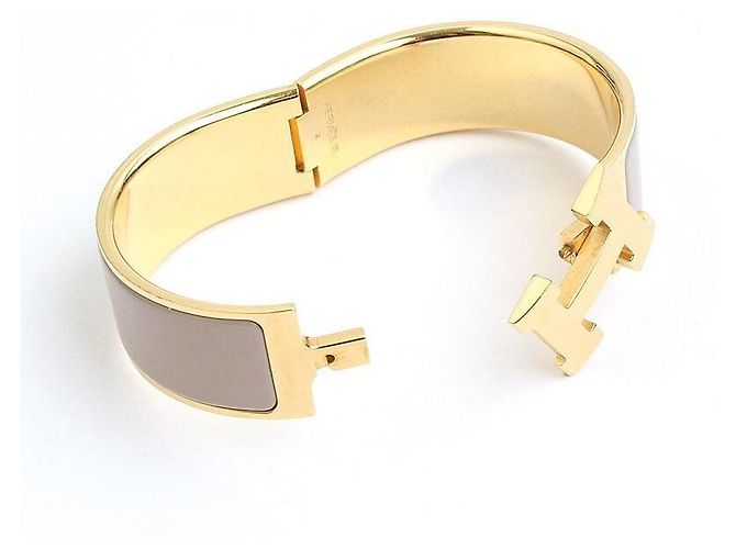Hermès Bracciale Taupe in Oro Click-Clack Multicolore - vista 4