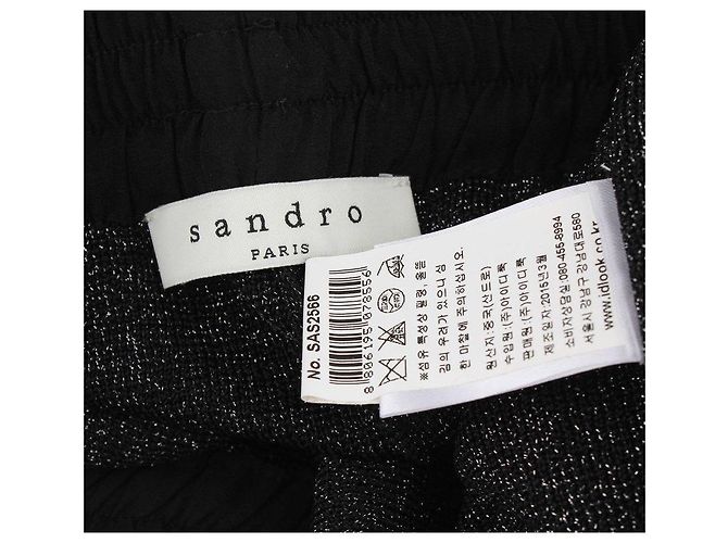 Sandro Shorts Elasticizzati Neri Metallici Nero - vista 5