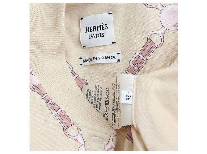 Hermès Chaqueta de algodón beige con botones a presión Castaño - vista 3