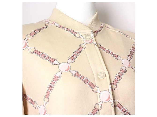 Hermès Chaqueta de algodón beige con botones a presión Castaño - vista 4