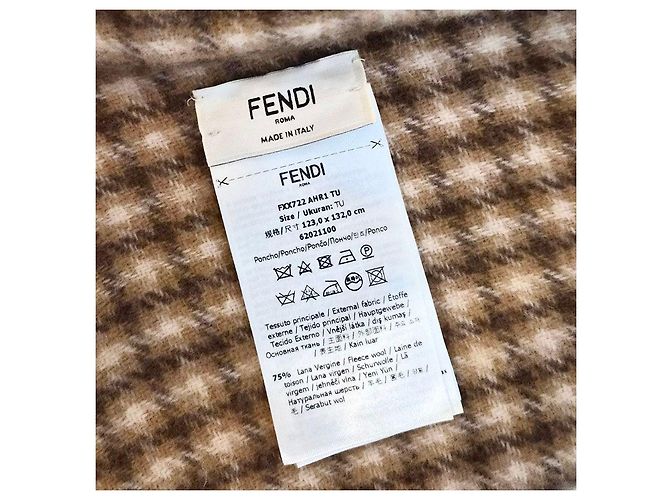 Fendi Poncho con capucha de cachemira con logo y flecos Multicolor - vista 6