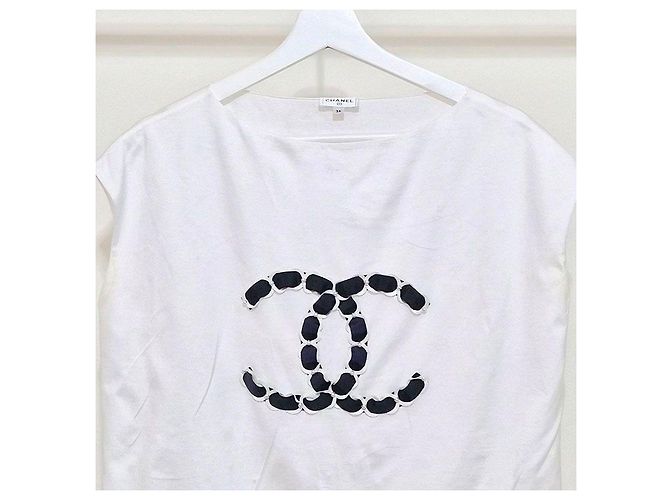 Chanel Camiseta de algodón con logo CC recortado de manga corta Multicolor - vista 4
