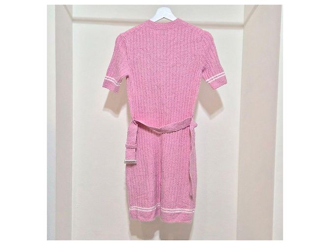 Chanel Vestido de punto con cinturón Rosa - vista 3