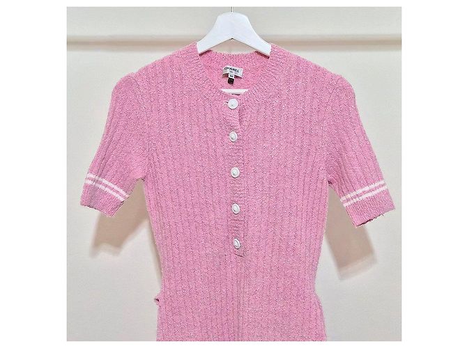 Chanel Vestido de punto con cinturón Rosa - vista 4