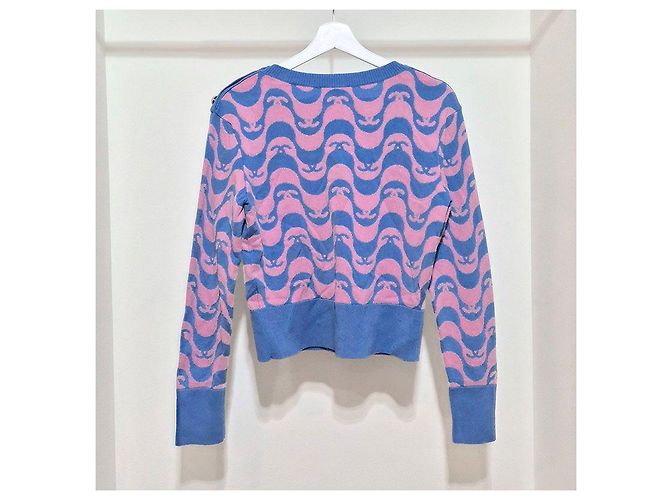 Chanel Suéter de cashmere com ondas e botões Coco de manga longa Multicor - vista 3