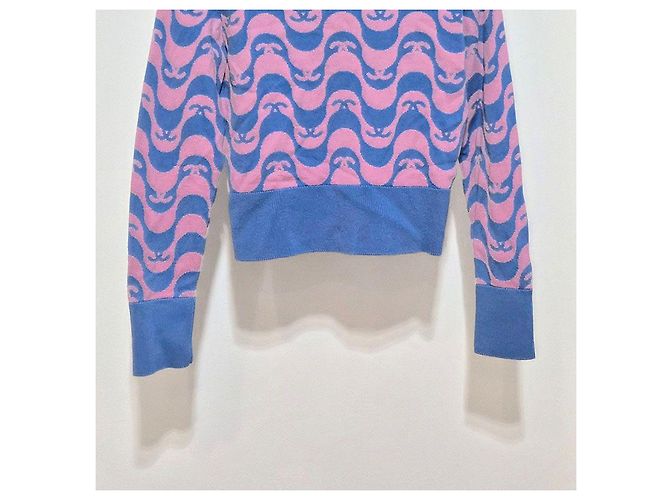 Chanel Suéter de cashmere com ondas e botões Coco de manga longa Multicor - vista 5