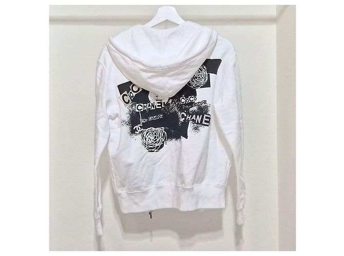 Chanel Felpa con cappuccio e zip con logo graffiti Argento - vista 3