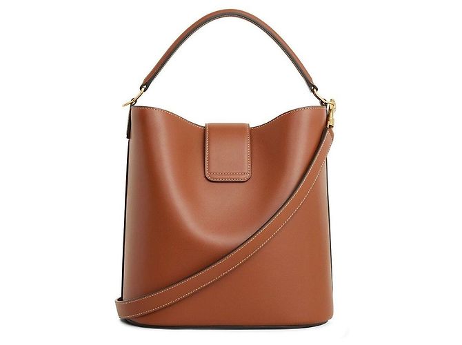 Céline Bolsa Louis Média em couro de bezerro liso tan Marrom - vista 2