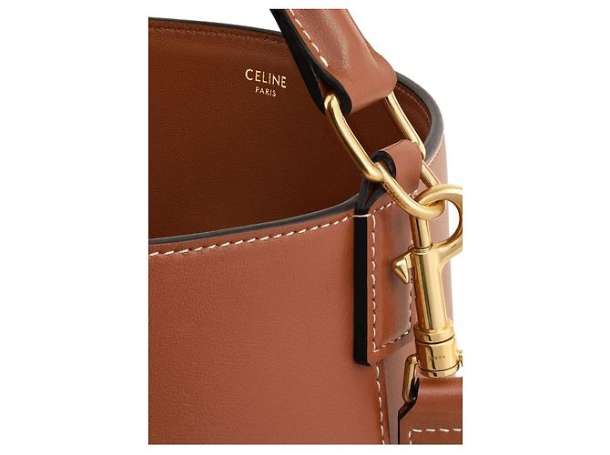 Céline Bolsa Louis Média em couro de bezerro liso tan Marrom - vista 4