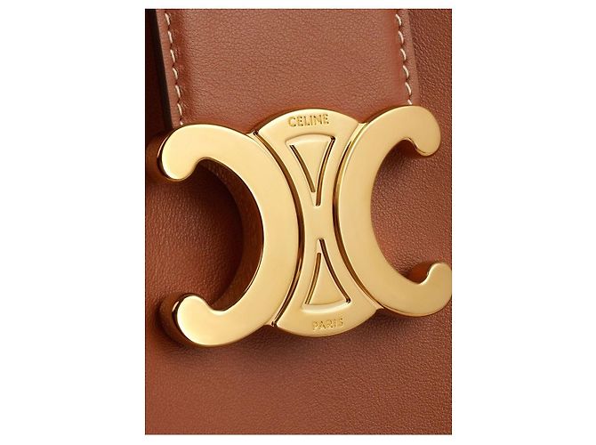 Céline Bolsa Louis Média em couro de bezerro liso tan Marrom - vista 5